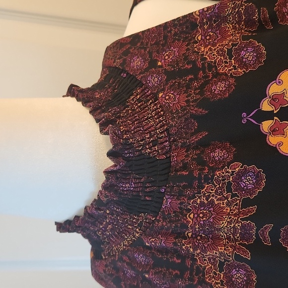 Signature Collection Boho Marrakesh Print Mock Neck Cold Shoulder Dress Size S - Picture 14 of 15